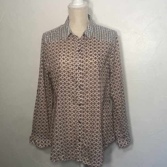 Seven XL women’s Cotton long sleeve Blouse western Boho - Picture 6 of 9